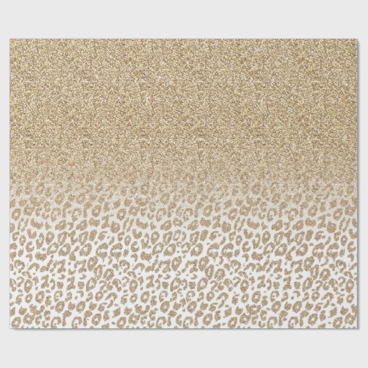 Trendy Gold Glitter en Leopard Print Gradiënt Cadeaupapier (Vlak)