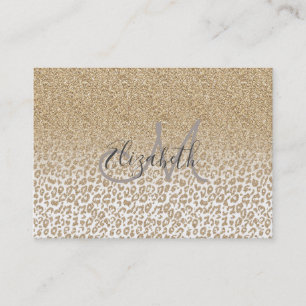 Trendy Gold Glitter en Leopard Print Gradiënt Visitekaartje