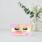 Trendy Gold Glitter Faux Lashes Holographic Klantenkaartje (Staand voorkant)