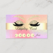 Trendy Gold Glitter Faux Lashes Holographic Klantenkaartje (Voorkant)