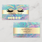 Trendy Gold Glitter Faux Lashes Opal Iridescence Klantenkaartje (Voorkant / Achterkant)