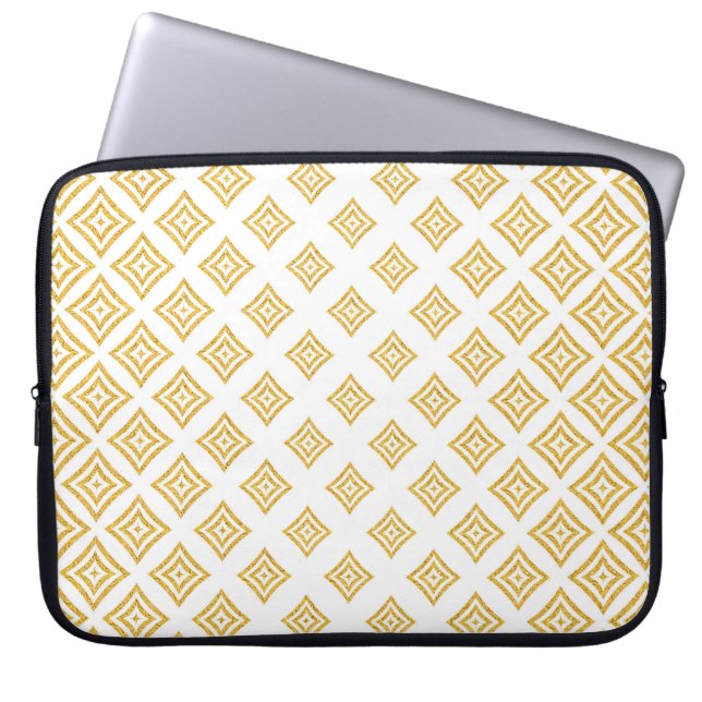 Trendy Gold Glitter Geometric Shapes Laptop Sleeve (Voorkant)