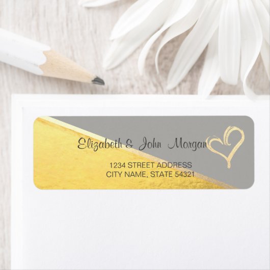 Trendy Gold Glitter Heart Address Label (Insitu)