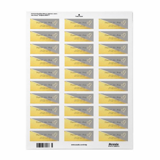 Trendy Gold Glitter Heart Address Label (Full Sheet)