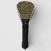 Trendy Gold Glitter Leopard Animal Print Monogram Golfheadcover (Voorkant)