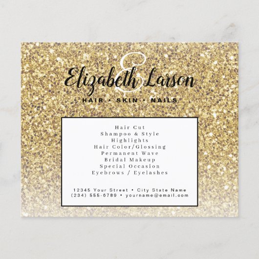 Trendy Gold Glitter Make-up Artiest Haarsalon Flye Flyer (Voorkant)