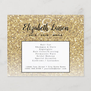 Trendy Gold Glitter Make-up Artiest Haarsalon Flye Flyer