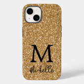 Trendy Gold Glitter Monogram Initiaal Name Case-Mate iPhone Case (Achterkant)