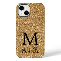 Trendy Gold Glitter Monogram Initiaal Name