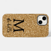 Trendy Gold Glitter Monogram Initiaal Name Case-Mate iPhone Case (Achterkant (horizontaal))