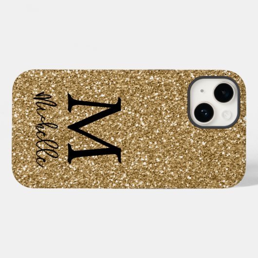 Trendy Gold Glitter Monogram Initiaal Name Case-Mate iPhone Case (Achterkant (horizontaal))