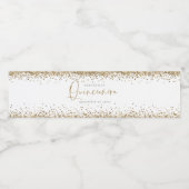 Trendy Gold Glitter Name Date Quinceañera Party Waterfles Etiket (Enkel label)