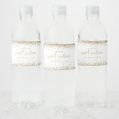 Trendy Gold Glitter Name Date Sweet Sixteen Party Waterfles Etiket (Flessen)