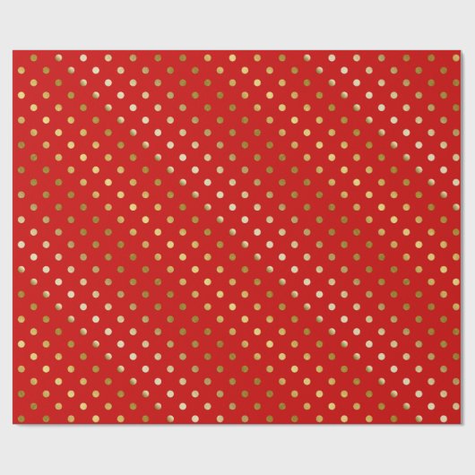 Trendy Gold Glitter Polka Dots Hot Red Cadeaupapier (Vlak)