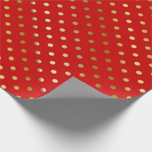 Trendy Gold Glitter Polka Dots Hot Red Cadeaupapier (Hoek)