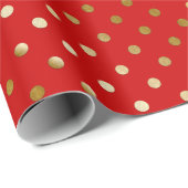 Trendy Gold Glitter Polka Dots Hot Red Cadeaupapier (Rol Hoek)