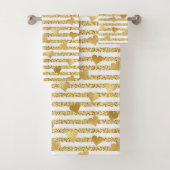 Trendy Gold Glitter Romantic Hearts Girly Pattern Bad Handdoek (Insitu)