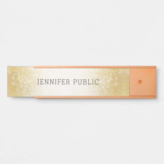 Trendy Gold Glitter Simple Modern Elegant Sjabloon Deurbordje (Voorkant)