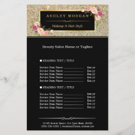 Trendy Gold Glitter Sparking Girly Floral Flyer