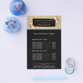 Trendy Gold Glitter Sparking Girly Floral Flyer (Enkel)