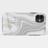 Trendy gold glitter sparkle marmer monogram Case-Mate iPhone case (Achterkant (horizontaal))