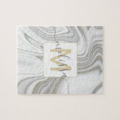 Trendy gold glitter sparkle marmer monogram legpuzzel (Horizontaal)