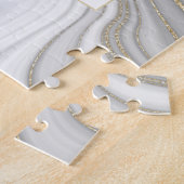 Trendy gold glitter sparkle marmer monogram legpuzzel (Zijkant)