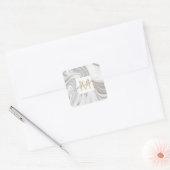 Trendy gold glitter sparkle marmer monogram vierkante sticker (Envelop)