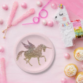 Trendy Gold Glitter Sparkle Unicorn Birthday Party Papieren Bordje (Feest)
