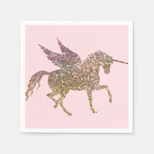 Trendy Gold Glitter Sparkle Unicorn Birthday Party Servetten