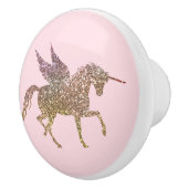 Trendy Gold Glitter Sparkle Unicorn Pegasus Horse Keramische Knop (Rechts)