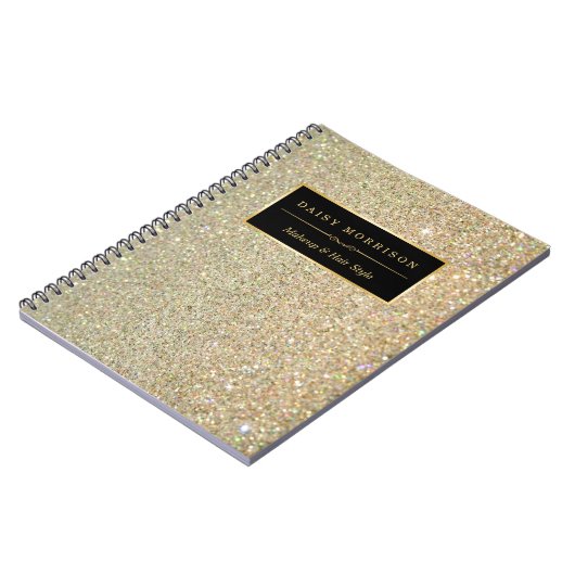 Trendy Gold Glitter Sparkles Makeup Beauty Salon Notitieboek (Linkerzijde)