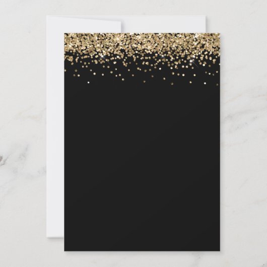 Trendy Gold Glitter Sweet 16 Birthday Black Kaart (Achterkant)