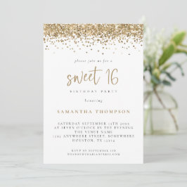 Trendy Gold Glitter Sweet 16 Birthday Party Kaart