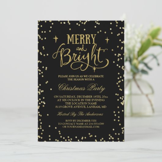 Trendy Gold Glitter Twinkle Stippen kerstfeest Kaart (Staand voorkant)