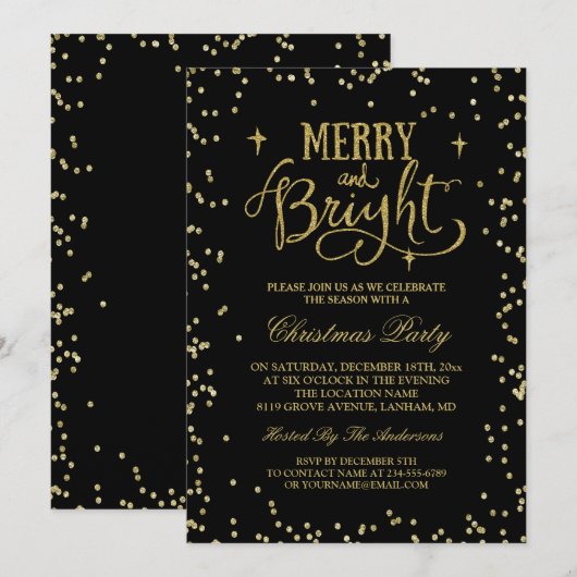 Trendy Gold Glitter Twinkle Stippen kerstfeest Kaart (Voorkant / Achterkant)