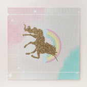Trendy Gold Glitter Unicorn Rainbow Legpuzzel (Horizontaal)