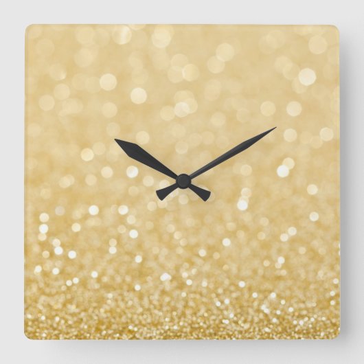 Trendy Gold Glitter Wall Clock Vierkante Klok (Voorkant)