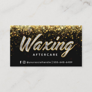 Trendy Gold Glitter Waxing Aftercare Card Visitekaartje