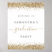 Trendy Gold Glitter Welcome Graduparty Poster (Voorkant)