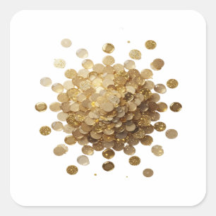 Trendy Gold GOUDEN MUNTEN EXPLOSIE Stickerontwerp Vierkante Sticker