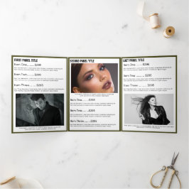 Trendy Gold Green Foto Monogram Salon Brochure Drieluik Kaart