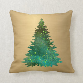 Trendy Gold Green Glitter Tree Kerstmis Kussen