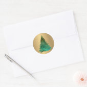 Trendy Gold Green Glitter Tree Kerstmis Ronde Sticker (Envelop)