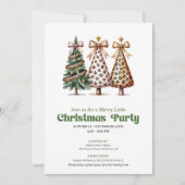 Trendy gold green leopard Christmas tree invites Kaart (Voorkant)