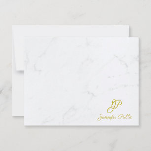 Trendy Gold Handgeschreven Script Text Marble Eleg Notitiekaartje
