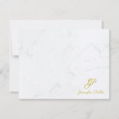 Trendy Gold Handgeschreven Script Text Marble Eleg Notitiekaartje (Voorkant)