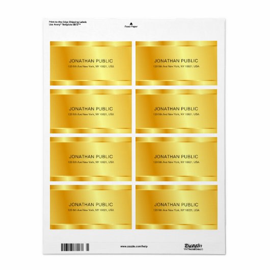 Trendy Gold Kijk op maat voor elegante glamour-Sja Etiket (Full Sheet)