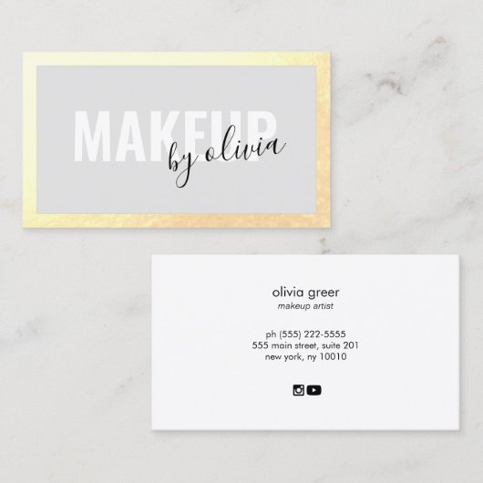 Trendy Gold Lijst Make-up Artist Visitekaartje (Voorkant / Achterkant)
