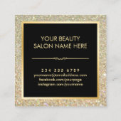 Trendy Gold Lips Glitter Sparkles Makeup Artist Vierkante Visitekaartje (Achterkant)